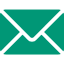 Green envelope icon with a simplified design, featuring a white envelope outline on a green background.